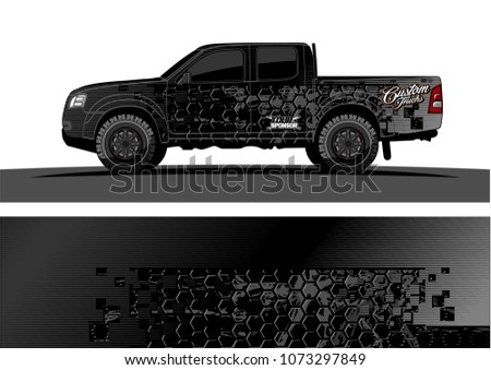 truck graphic vector design. abstract square shapes with grunge background for vinyl wrap.
