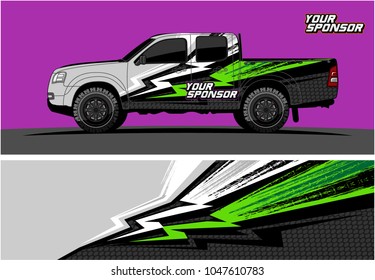truck graphic vector kit. racing background for cars, vehicle and truck vinyl sticker wrap. no gradient, just solid color only. 