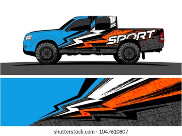 truck graphic vector kit. racing background for cars, vehicle and truck vinyl sticker wrap. no gradient, just solid color only. 