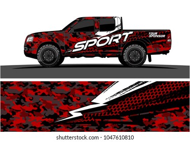 truck graphic vector kit. racing background for cars, vehicle and truck vinyl sticker wrap. no gradient, just solid color only. 