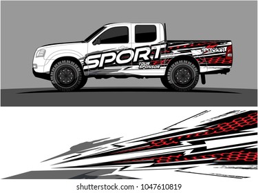 truck graphic vector kit. racing background for cars, vehicle and truck vinyl sticker wrap. no gradient, just solid color only. 