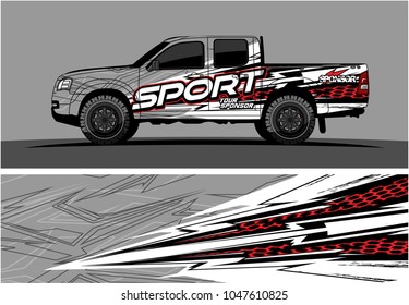 truck graphic vector kit. racing background for cars, vehicle and truck vinyl sticker wrap. no gradient, just solid color only. 