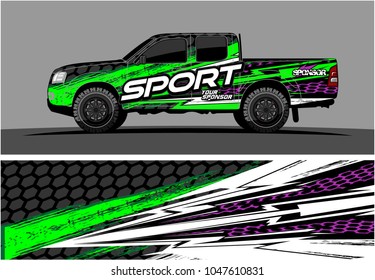 truck graphic vector kit. racing background for cars, vehicle and truck vinyl sticker wrap. no gradient, just solid color only. 
