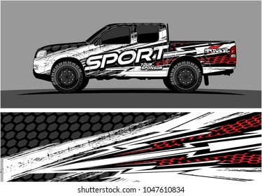 truck graphic vector kit. racing background for cars, vehicle and truck vinyl sticker wrap. no gradient, just solid color only. 
