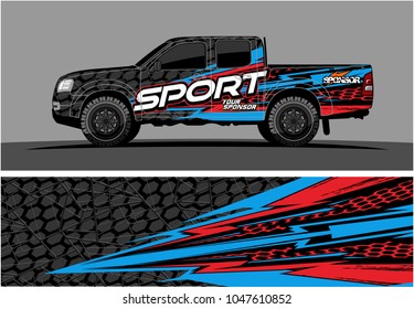 truck graphic vector kit. racing background for cars, vehicle and truck vinyl sticker wrap. no gradient, just solid color only. 