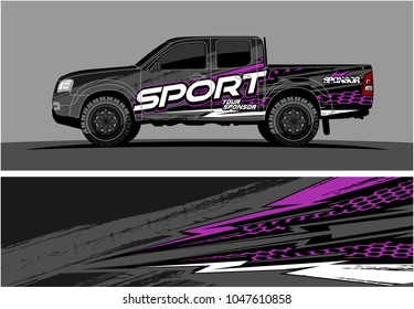 truck graphic vector kit. racing background for cars, vehicle and truck vinyl sticker wrap. no gradient, just solid color only. 