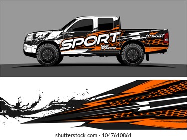 truck graphic vector kit. racing background for cars, vehicle and truck vinyl sticker wrap. no gradient, just solid color only. 