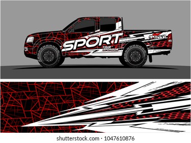 truck graphic vector kit. racing background for cars, vehicle and truck vinyl sticker wrap. no gradient, just solid color only. 