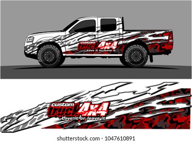 truck graphic vector kit. racing background for cars, vehicle and truck vinyl sticker wrap. no gradient, just solid color only. 