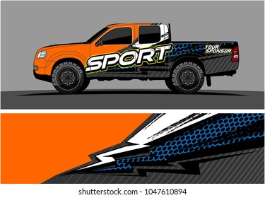 truck graphic vector kit. racing background for cars, vehicle and truck vinyl sticker wrap. no gradient, just solid color only. 