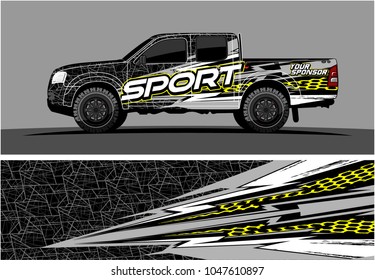 truck graphic vector kit. racing background for cars, vehicle and truck vinyl sticker wrap. no gradient, just solid color only. 