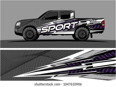 truck graphic vector kit. racing background for cars, vehicle and truck vinyl sticker wrap. no gradient, just solid color only. 