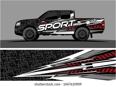 truck graphic vector kit. racing background for cars, vehicle and truck vinyl sticker wrap. no gradient, just solid color only. 