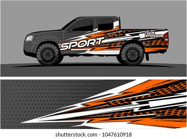 truck graphic vector kit. racing background for cars, vehicle and truck vinyl sticker wrap. no gradient, just solid color only. 