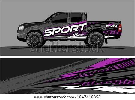 truck graphic vector kit. racing background for cars, vehicle and truck vinyl sticker wrap. no gradient, just solid color only. 