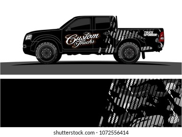 truck graphic vector for vinyl wrap. simple shape with grunge background  

