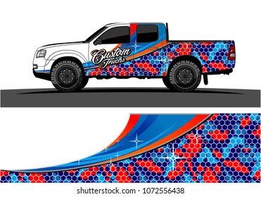 truck graphic vector for vinyl wrap. simple shape with grunge background  
