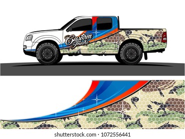 truck graphic vector for vinyl wrap. simple shape with grunge background  
