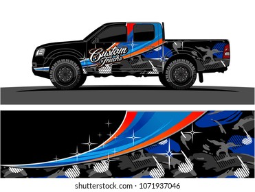 Truck Graphics design. Simple curved shapes with Camouflage background