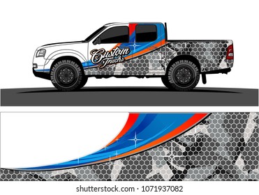 Truck Graphics design. Simple curved shapes with Camouflage background