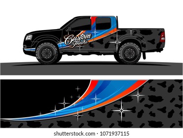 Truck Graphics design. Simple curved shapes with Camouflage background