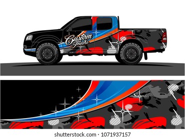 Truck Graphics design. Simple curved shapes with Camouflage background