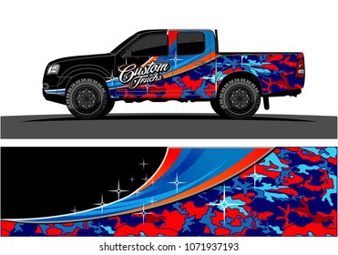 Truck Graphics design. Simple curved shapes with Camouflage background