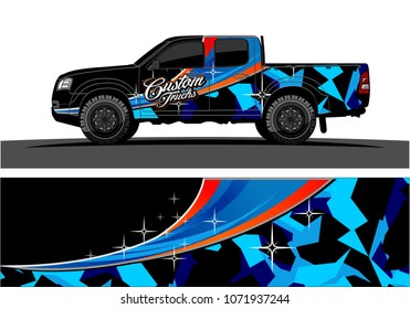 Truck Graphics design. Simple curved shapes with Camouflage background