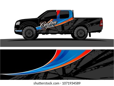 truck Graphics for vinyl wrap. Simple curved shapes with grunge background