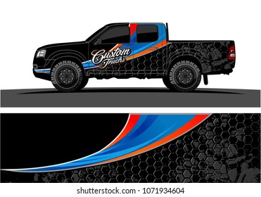 truck Graphics for vinyl wrap. Simple curved shapes with grunge background
