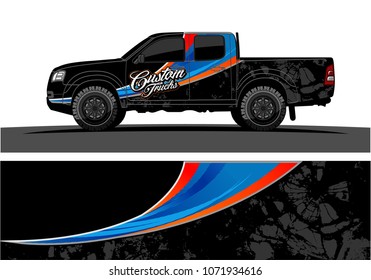 truck Graphics for vinyl wrap. Simple curved shapes with grunge background