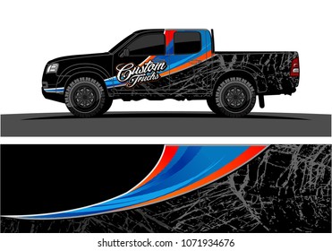 truck Graphics for vinyl wrap. Simple curved shapes with grunge background