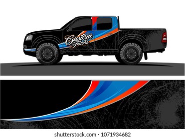 truck Graphics for vinyl wrap. Simple curved shapes with grunge background