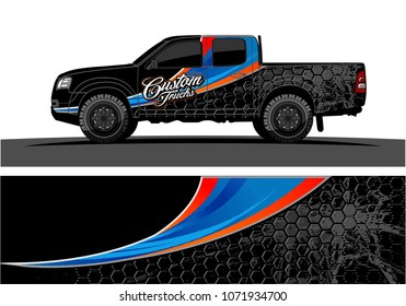 truck Graphics for vinyl wrap. Simple curved shapes with grunge background