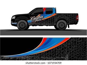 truck Graphics for vinyl wrap. Simple curved shapes with grunge background