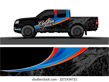 truck Graphics for vinyl wrap. Simple curved shapes with grunge background