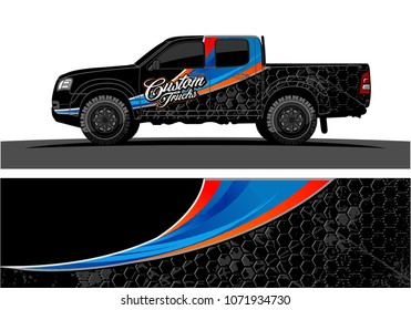 truck Graphics for vinyl wrap. Simple curved shapes with grunge background