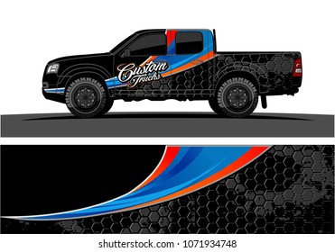 truck Graphics for vinyl wrap. Simple curved shapes with grunge background