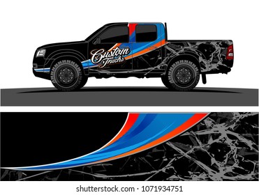 truck Graphics for vinyl wrap. Simple curved shapes with grunge background
