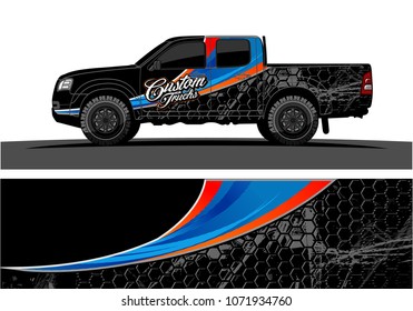 truck Graphics for vinyl wrap. Simple curved shapes with grunge background