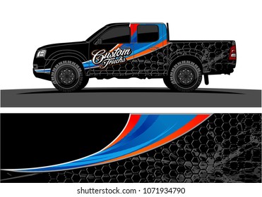 truck Graphics for vinyl wrap. Simple curved shapes with grunge background