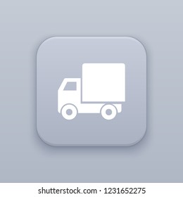 Truck, gray vector button with white icon on gray background