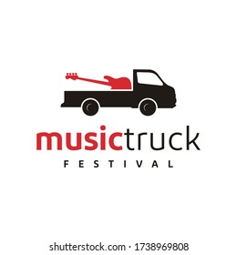 Truck and guitar bass logo design