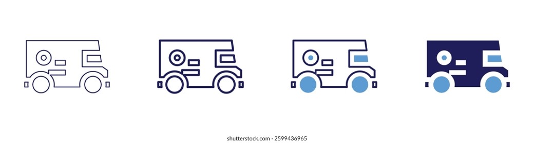 Truck hauling services icon in 4 different styles. Thin Line, Line, Bold Line, Duotone. Duotone style. Editable stroke.