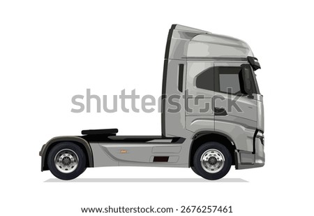 truck head side view man Vector white silver grey daf auto Cargo empty 3d grey big large box euro car new euro road work haul motor fast send sending semi ship giga factory hybrid eco zero emission
