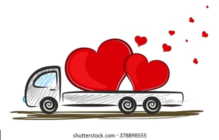 Truck with hearts.