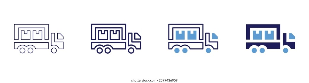 Truck hitch installation icon in 4 different styles. Thin Line, Line, Bold Line, Duotone. Duotone style. Editable stroke.