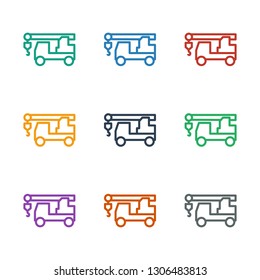 truck with hook icon white background. Editable outline truck with hook icon from construction. Trendy truck with hook icon for web and mobile.