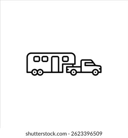 caminhão com reboque cavalo ícone de contorno. reboque cavalo ilustração linha preta.