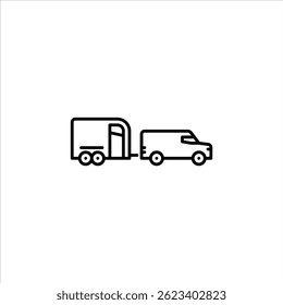 caminhão com reboque cavalo ícone de contorno. reboque cavalo ilustração linha preta.